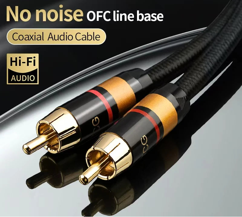 Premium 75 Ohm Digital Coaxial RCA Audio Cable SPDIF for TV Speaker Amplifier and DVD