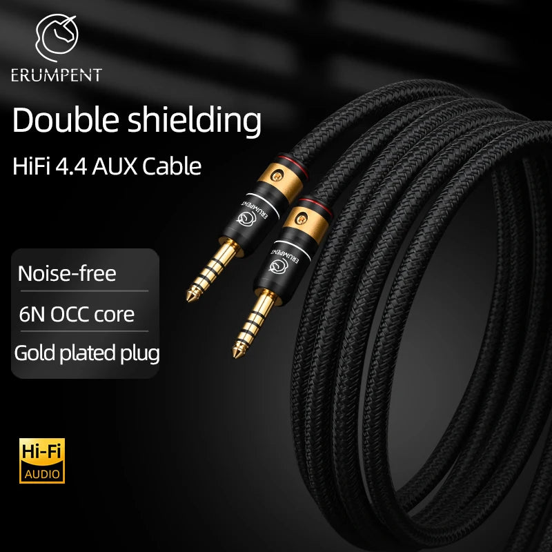 Premium 4.4mm Gold Plated HiFi Audio Cable with Dual Shielding for Headphones and Amplifiers