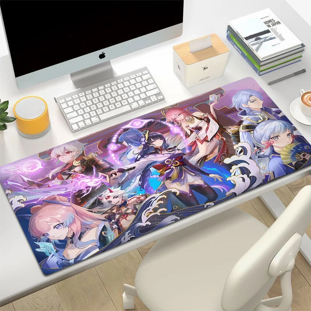 XL Anime Gaming Mouse Pad with Anti-slip Rubber Base, Stitched Edges, Custom Print Options