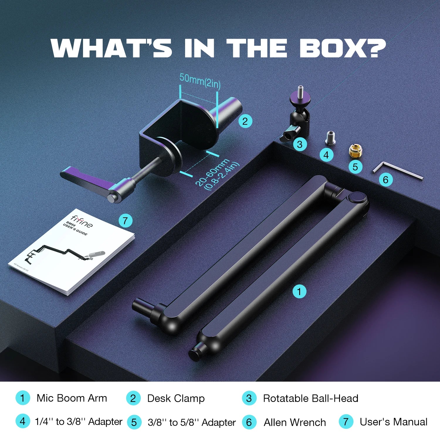 Low Profile Adjustable Boom Arm Microphone Stand with Desk Clamp Cable Management for Streaming