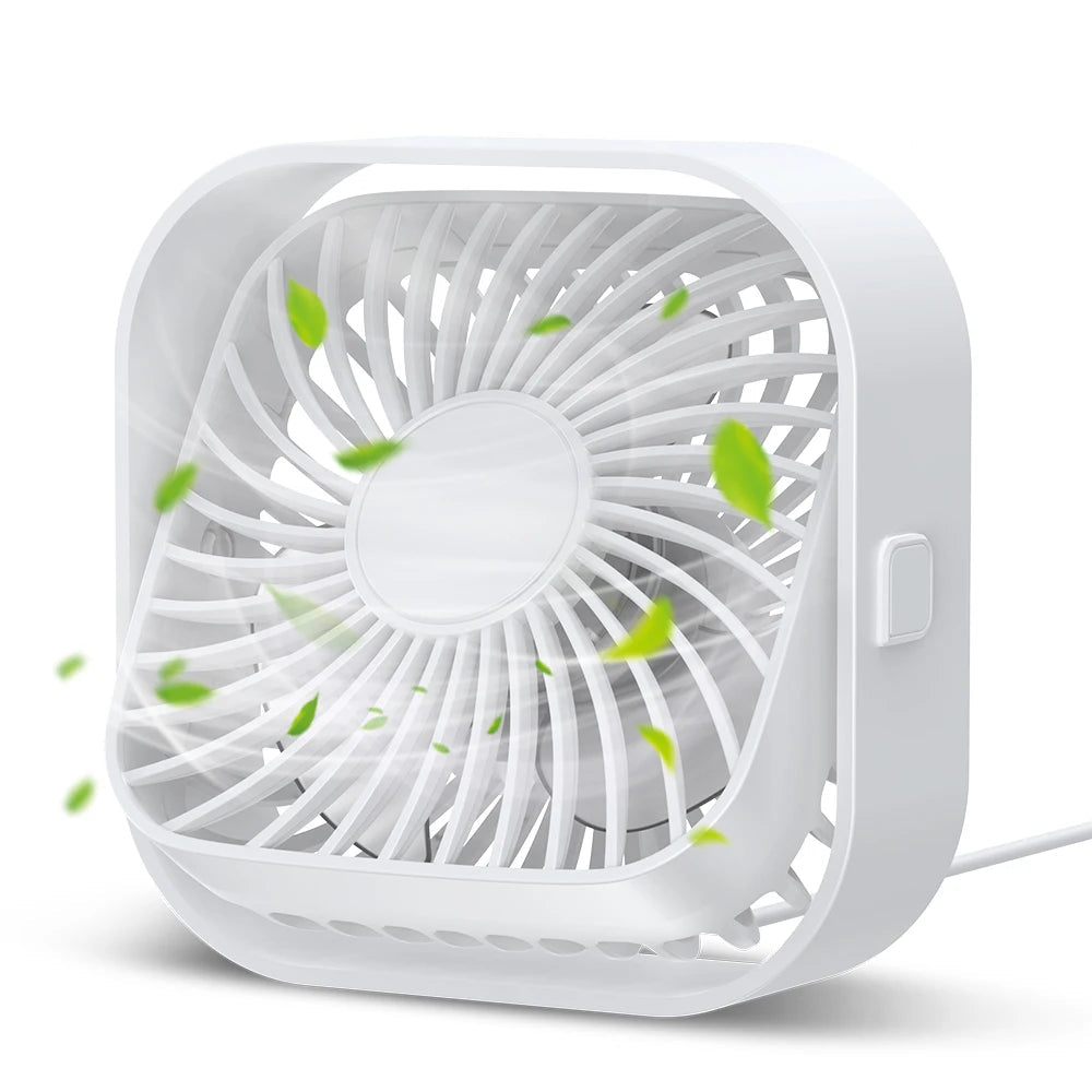 Portable USB Desk Fan Quiet Mini Table Fan with Strong Airflow Three Speed and 360 Degree Rotation