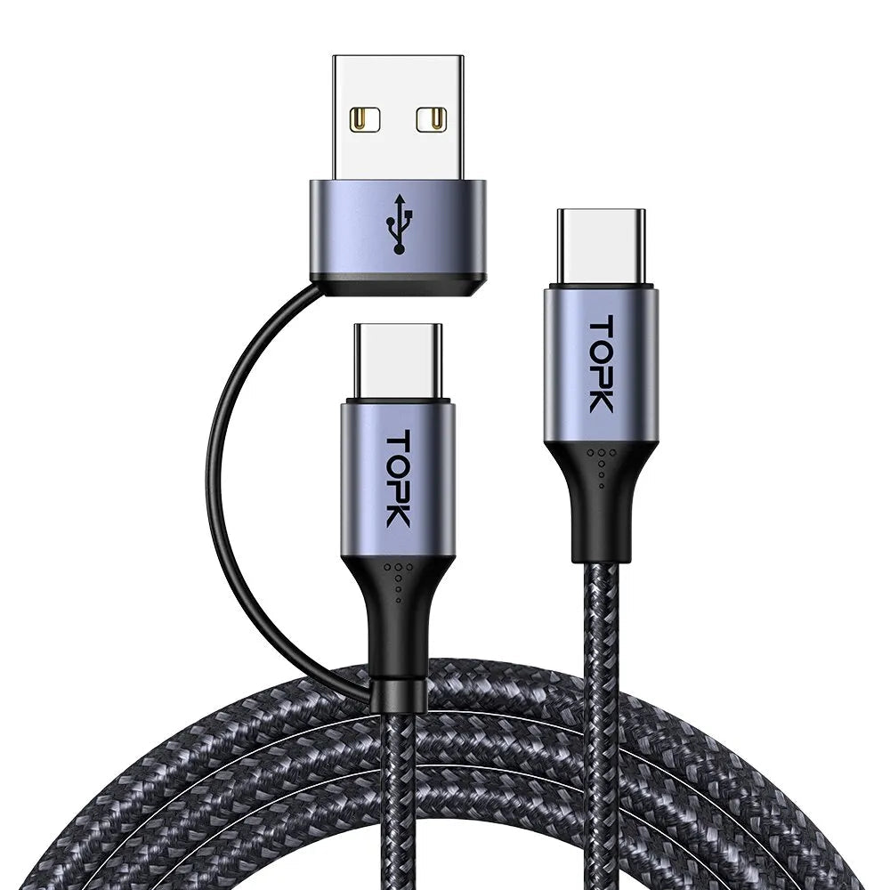 60W USB-C to USB-C PD Fast Charging Cable 2m for Laptops Tablets Phones Data Sync High Power Durable