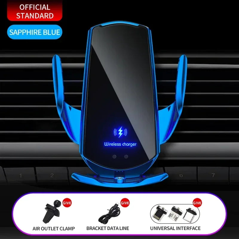 Magnetic Wireless Car Charger Mount with Automatic Sensor and 15W Fast Charging for Phones