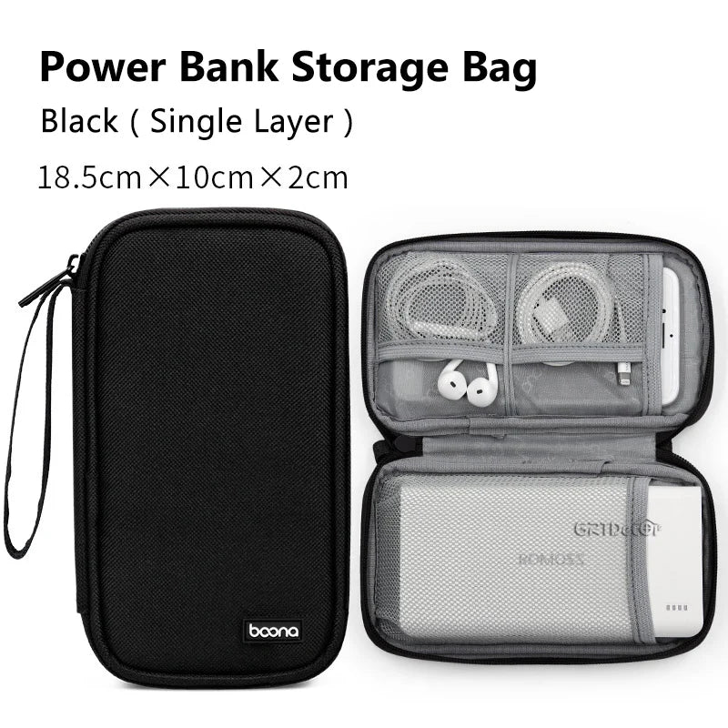Double Layer Digital Travel Storage Bag for Cables Earphones Hard Drives Phone Accessories Organiser