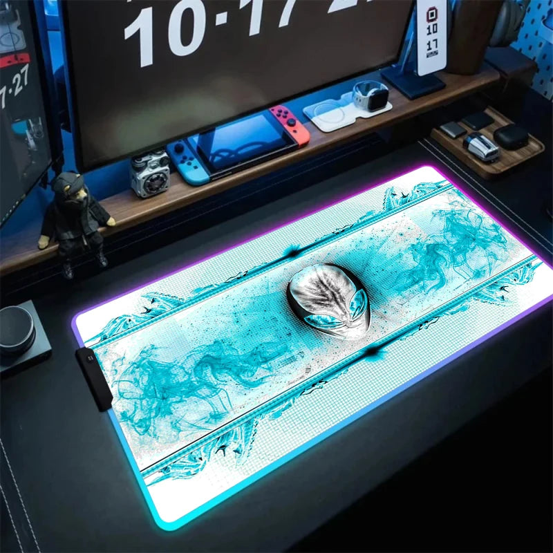 Large RGB LED Mouse Pad with Non-Slip Base, Waterproof Gaming Desk Mat for PC and Laptop Setup