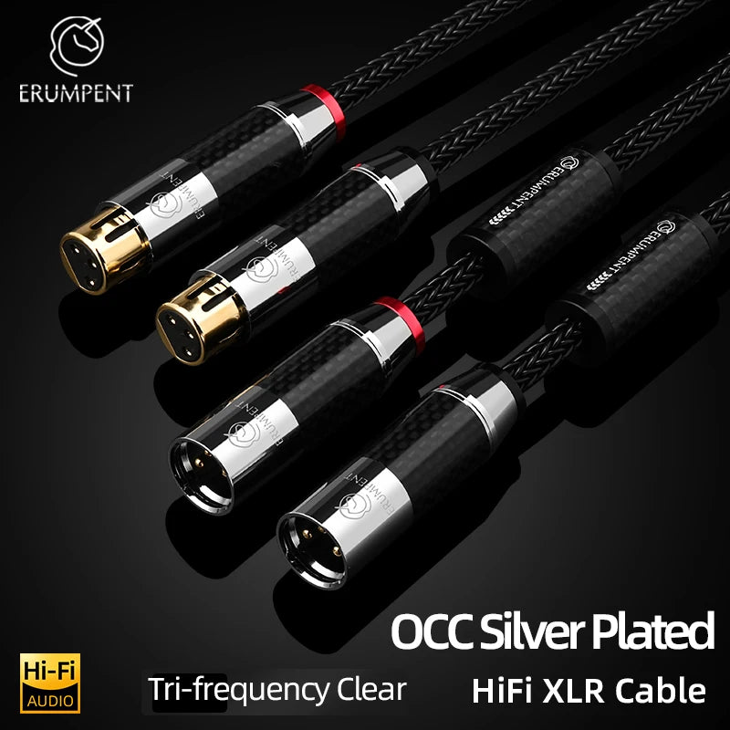Premium OCC Silver Plated XLR Male to Female Balanced Audio Cable Pair for Studio Use