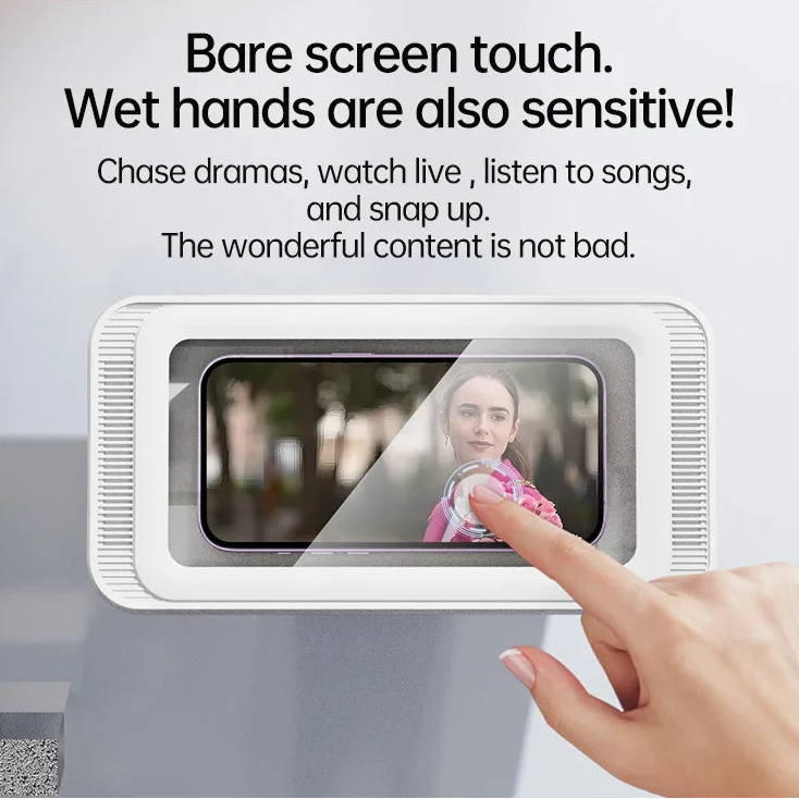 Waterproof Rotating Shower Wall Phone Holder for 4–7 Inch Devices Anti-Fog Bathroom Mount Case