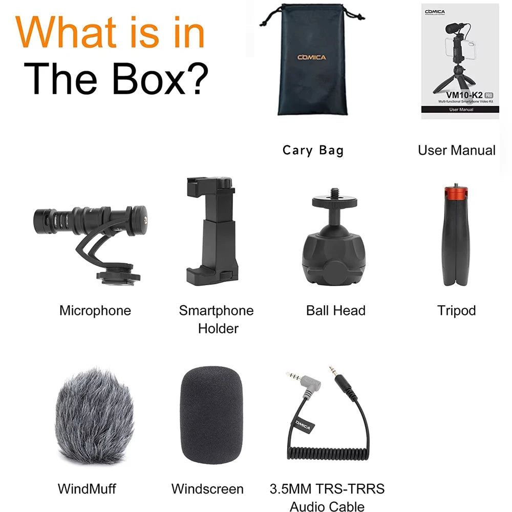 Smartphone Video Rig Kit with External Shotgun Microphone Tripod and Vlogging Accessories