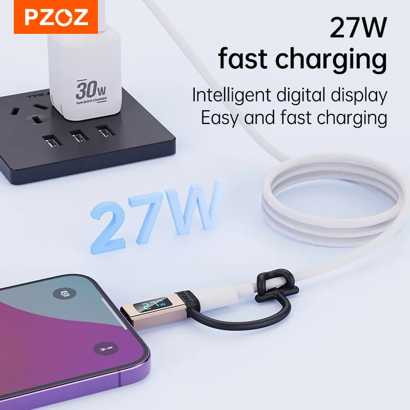 USB C to Lightning Fast Charging Adapter with LED Display for iPhone iPad and MacBook Pro Air
