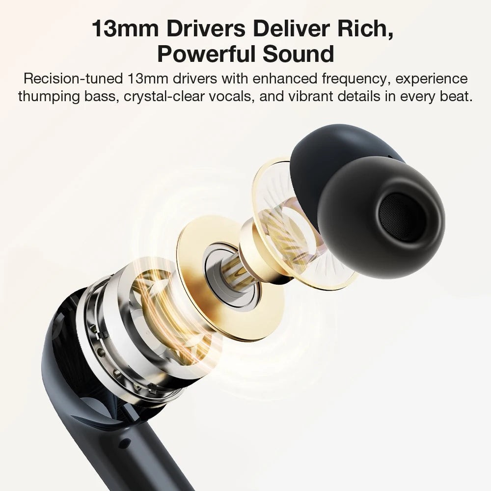 Wireless TWS Earbuds with Dual LED Display and 13mm Drivers for Deep Stereo Sound