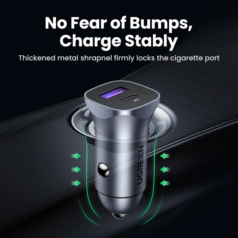 30W Car Charger USB-C Fast Charging for iPhone 17 16 15 Samsung Xiaomi Quick Charge 3.0 4.0