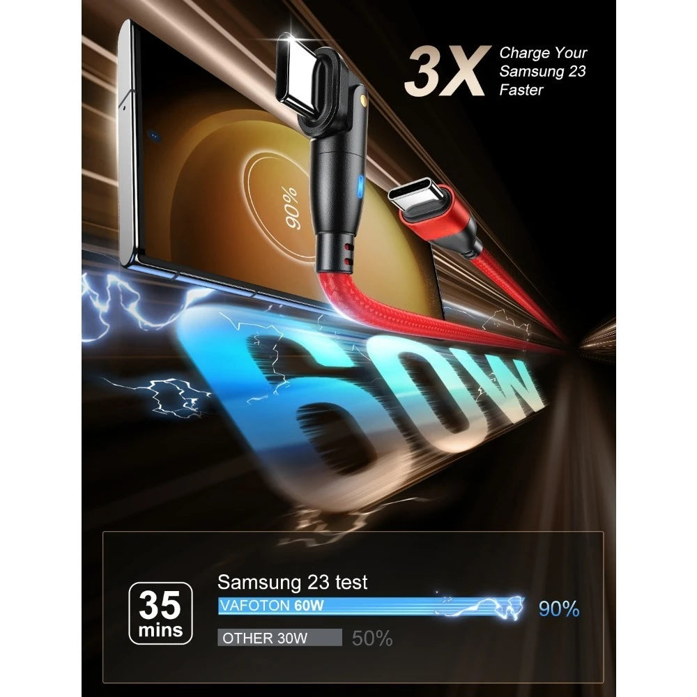 Fast Charging USB C to USB C Cable 100W 60W Braided PD 3.0 Quick Charge Type C Cable