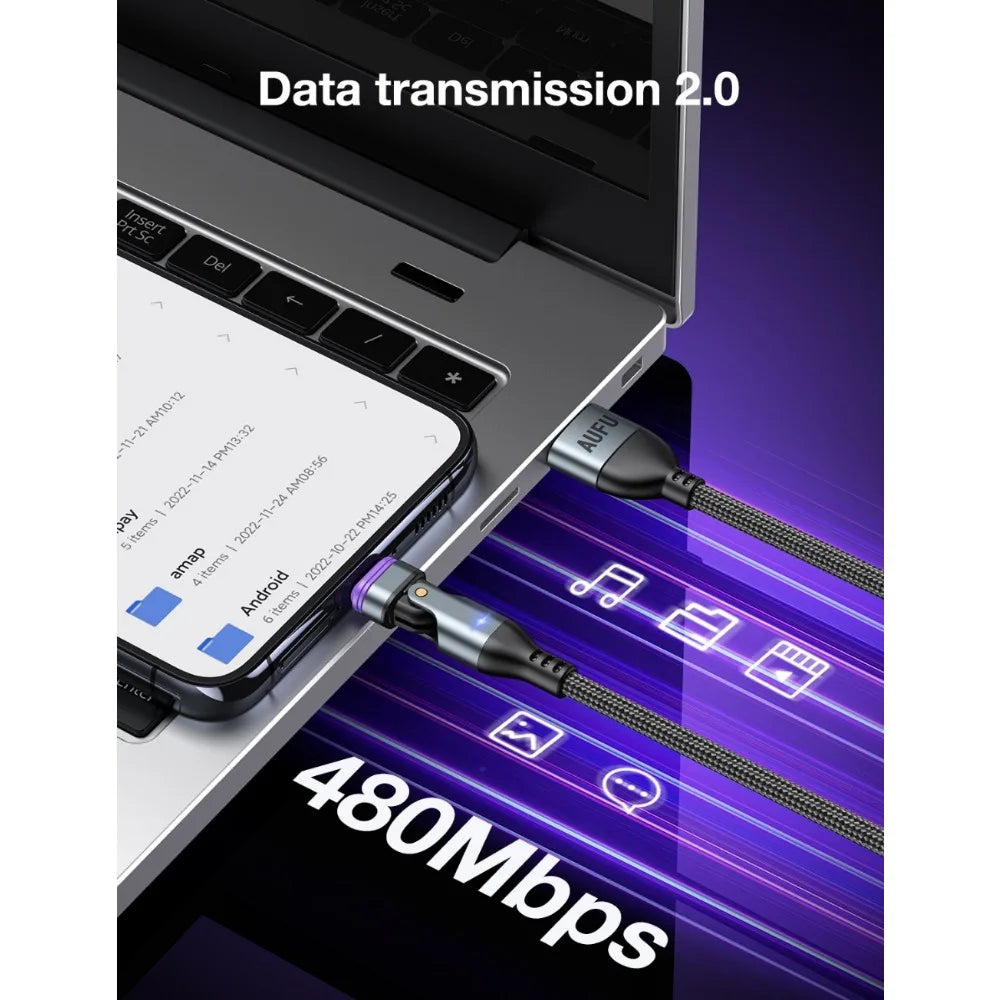Magnetic USB Fast Charging Cable 3in1 Braided Power and Data Sync Wire