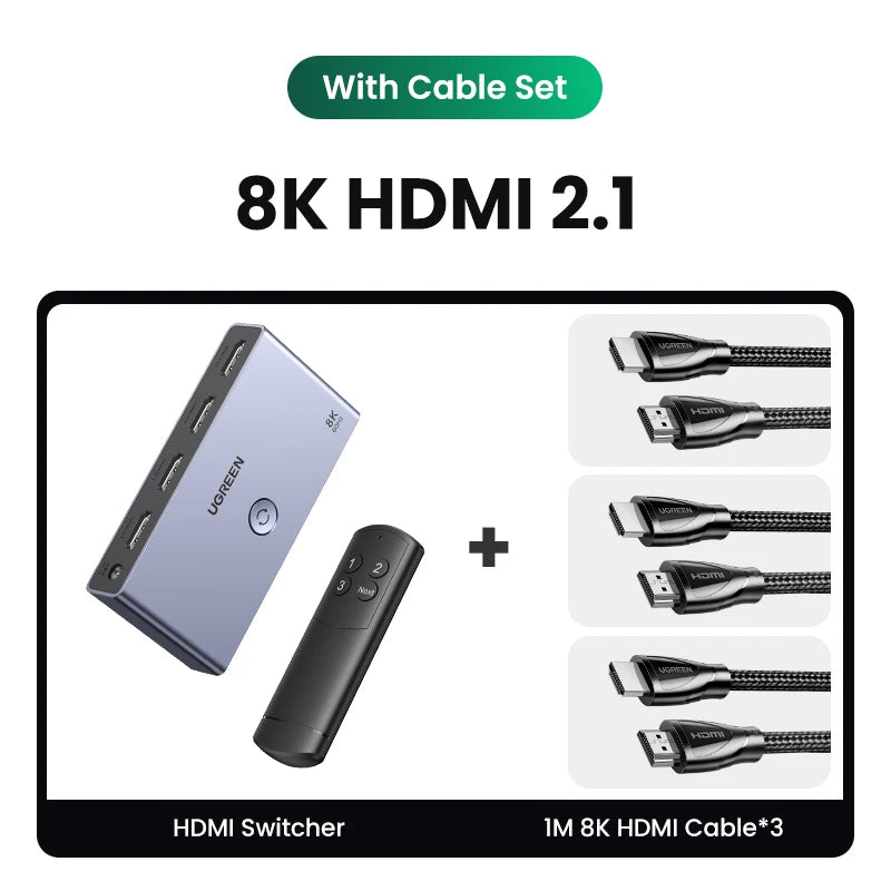 8K HDMI 2.1 Switch Splitter 2 In 1 Out 4K 120Hz HDMI Switcher for PS5 Xbox TV Monitor