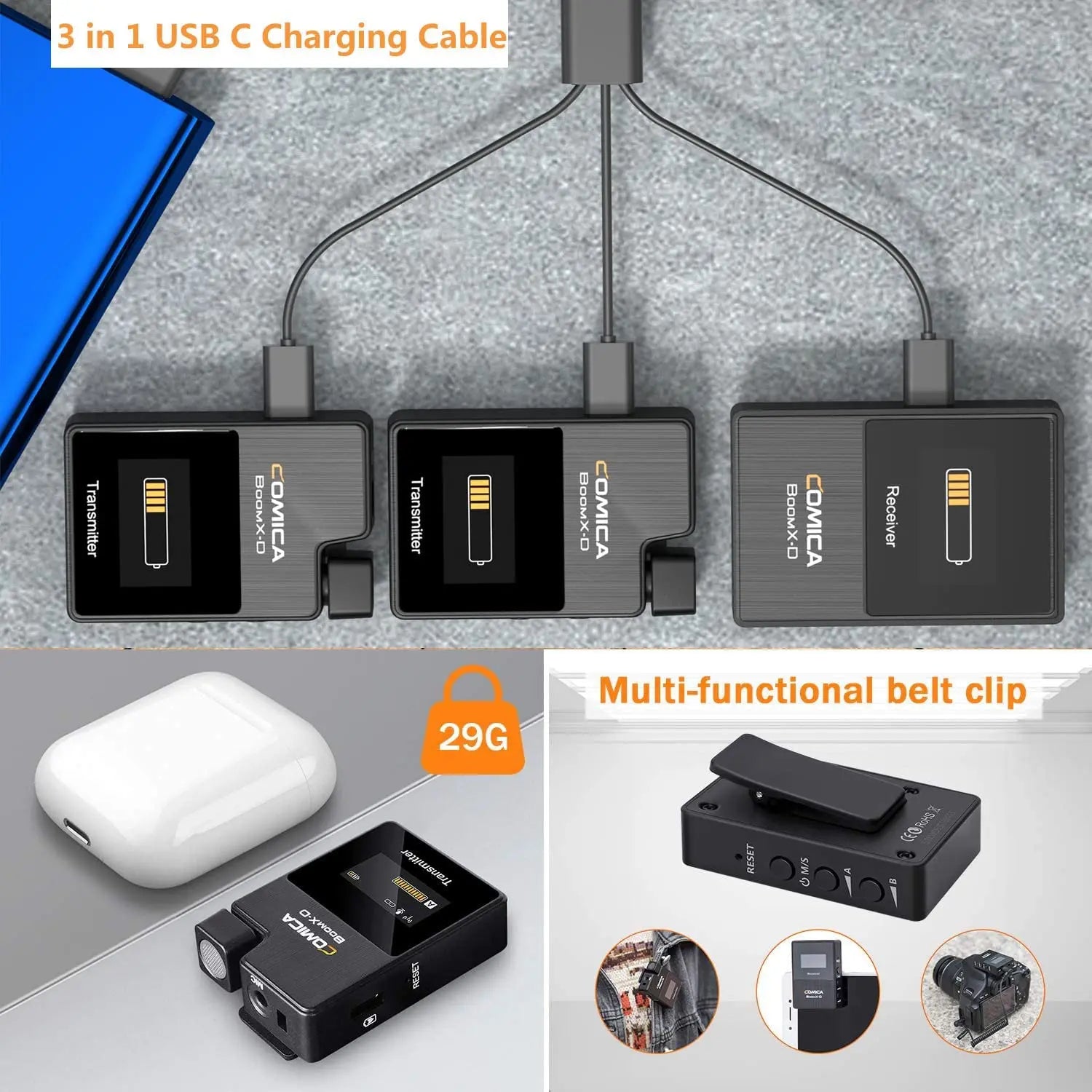 Dual Channel Wireless Lavalier Microphone Set with 2.4G Connectivity for Camera and Smartphone Audio