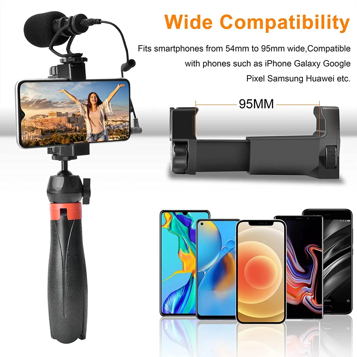 Smartphone Video Rig Kit with External Shotgun Microphone Tripod and Vlogging Accessories