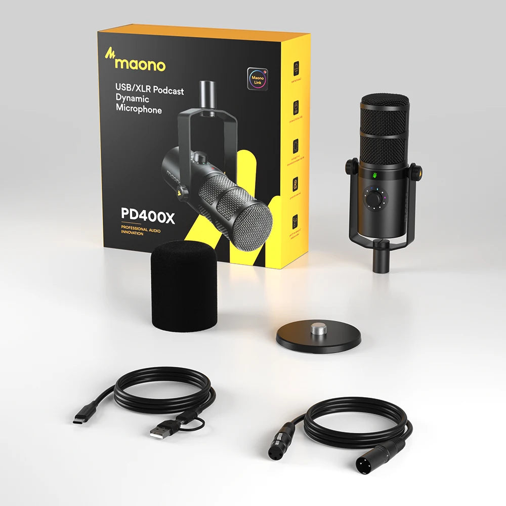 USB/XLR Dynamic Microphone with One-Touch Mute, Monitoring & Metal Body for Studio Podcasting