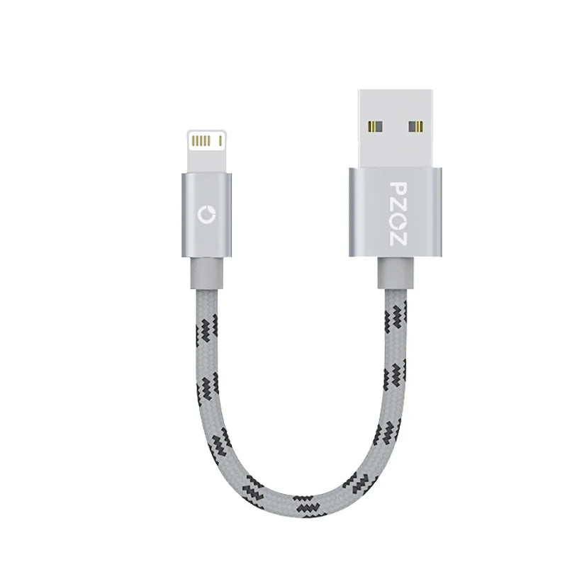 Short USB Charging Cable 25cm 50cm 1m Fast Charge Nylon Data Cord Compatible with iPhone Devices