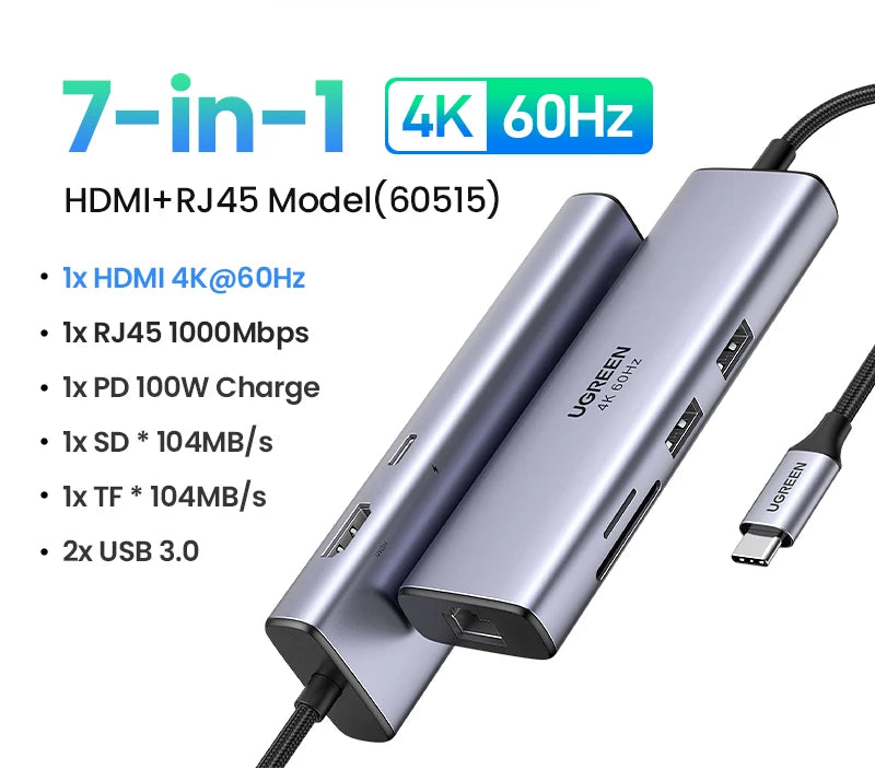 USB 3.0 Gigabit Ethernet Adapter with 3-Port Hub RJ45 LAN Network Card for Laptop PC