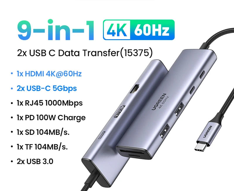 USB 3.0 Gigabit Ethernet Adapter with 3-Port Hub RJ45 LAN Network Card for Laptop PC