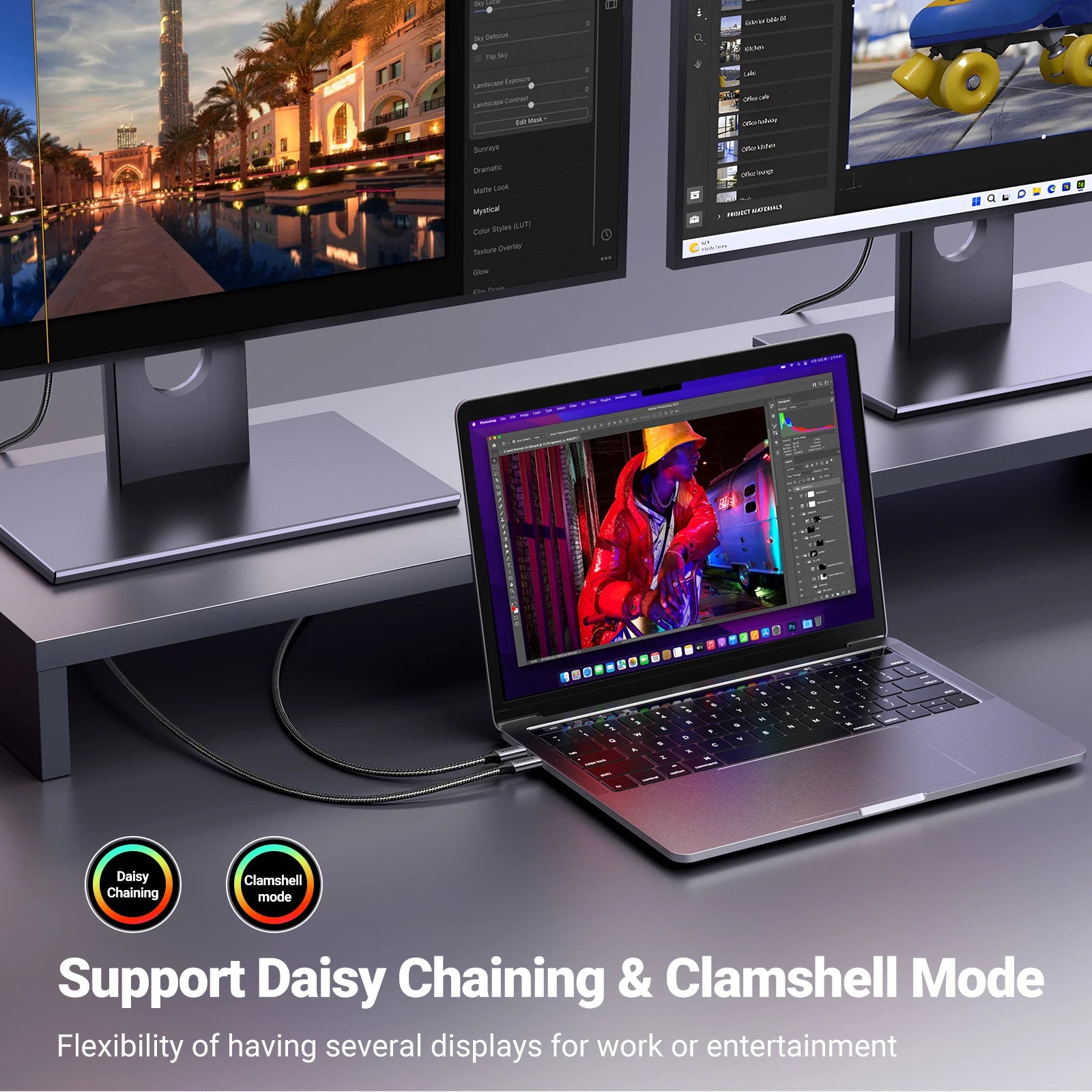 8K USB-C to DisplayPort 1.4 Cable 32.4Gbps for Monitors Projectors Thunderbolt 3 4 Devices