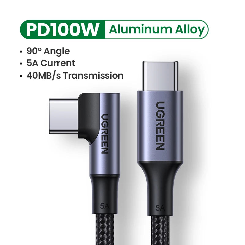 100W USB-C to USB-C Fast Charge Cable 5A for Latest Smartphones Laptops Quick Charge 4.0 Power