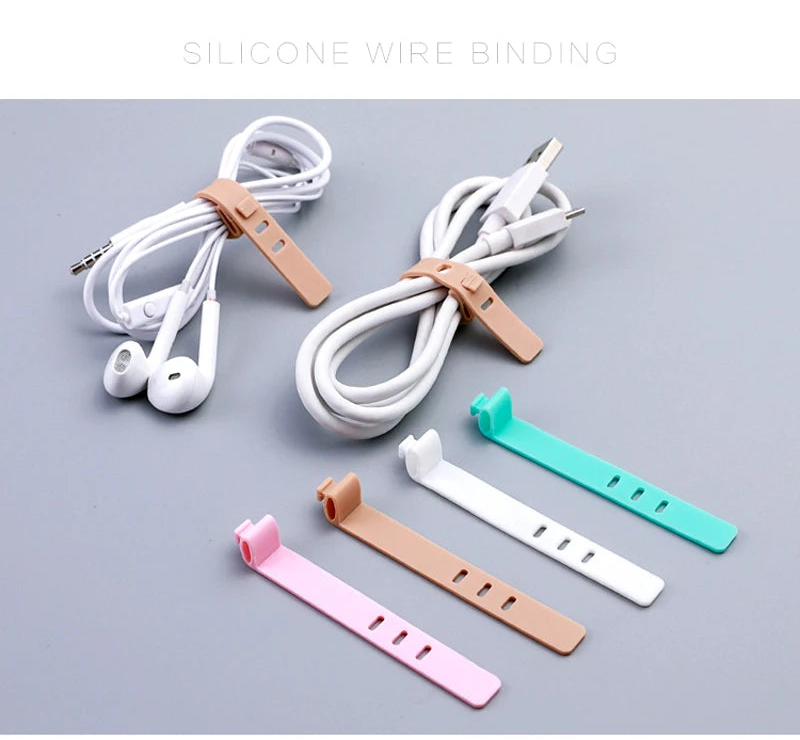 Silicone Cable Organiser and Wire Management Ties for Desk and Charging Cable Storage