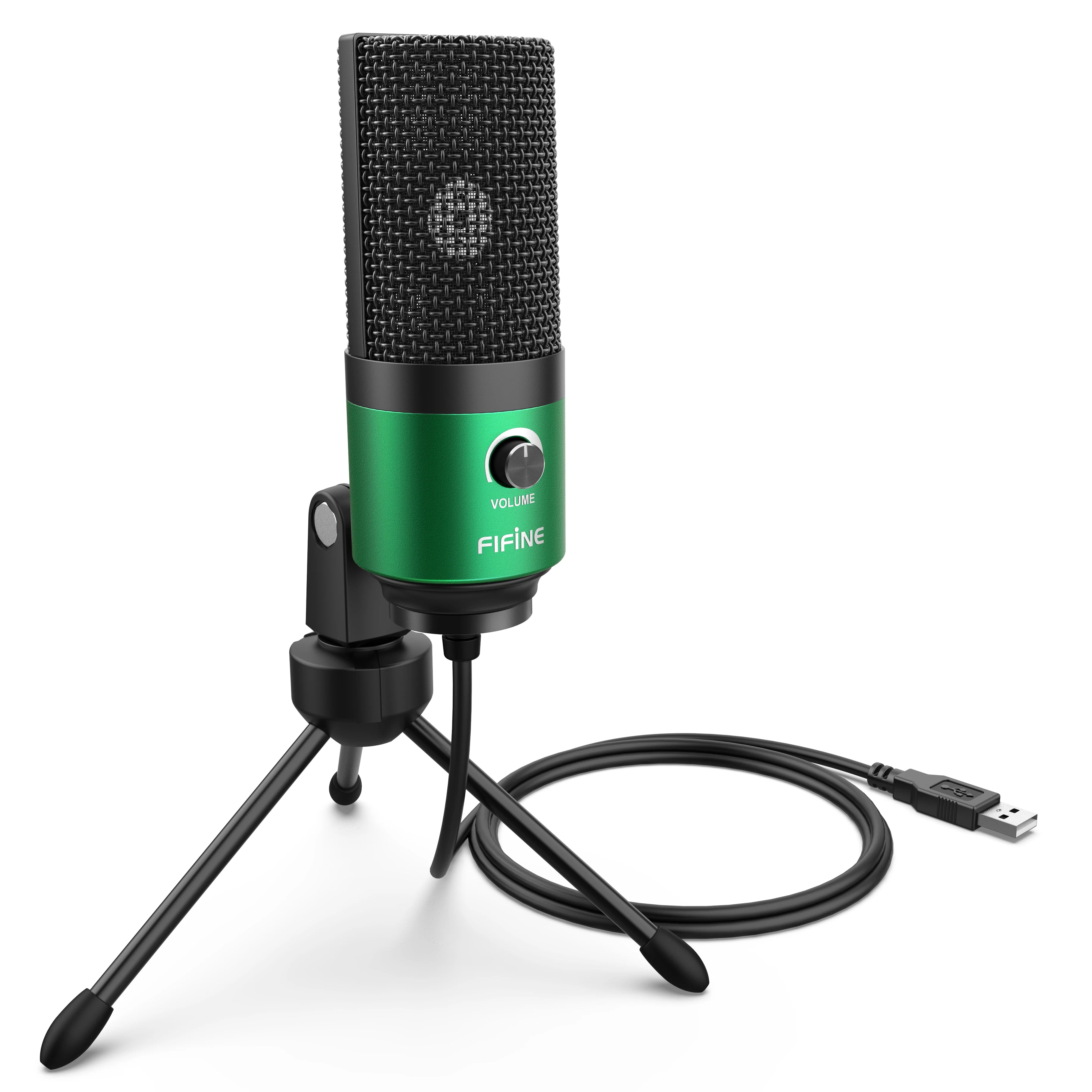 USB Condenser Recording Microphone with Tripod Stand Cardioid Studio Mic for PC Streaming Voice Over