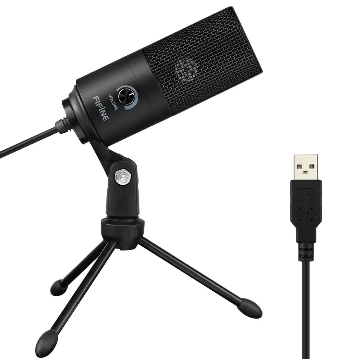 USB Condenser Recording Microphone with Tripod Stand Cardioid Studio Mic for PC Streaming Voice Over