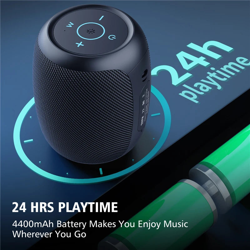 Portable 10W Bluetooth Speaker with 24 Hour Playtime IPX6 Waterproof TWS USB TF Card Support