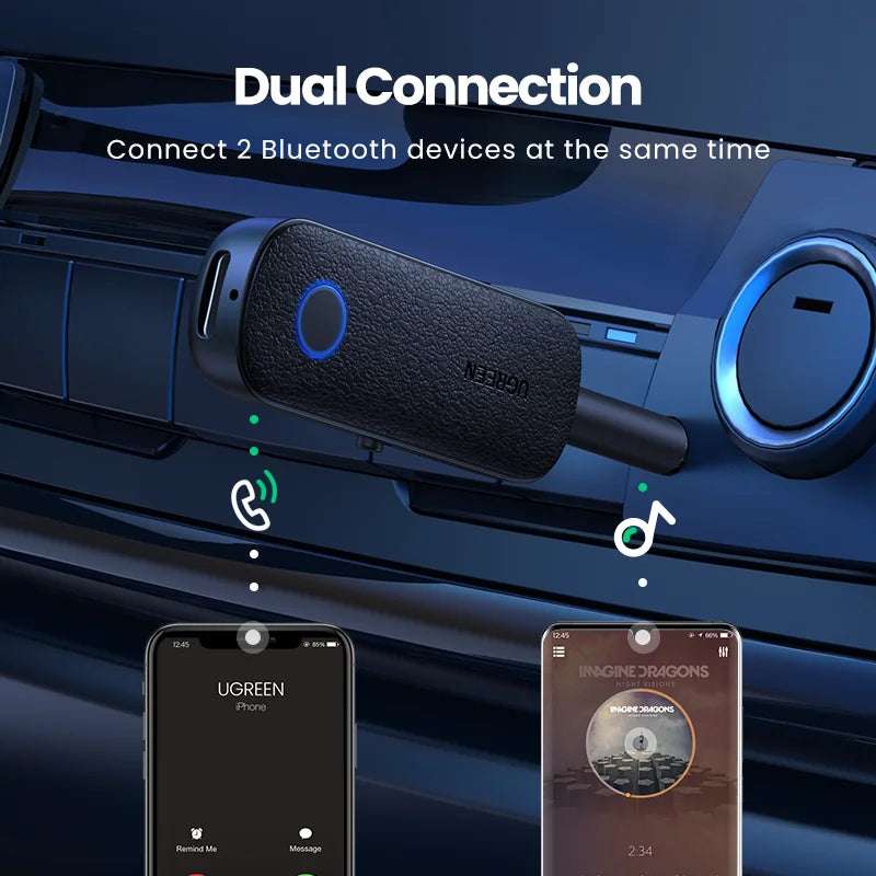 2-in-1 Bluetooth 5.0 Transmitter Receiver AUX Adapter for TV Car Stereo Earphones Wireless Audio