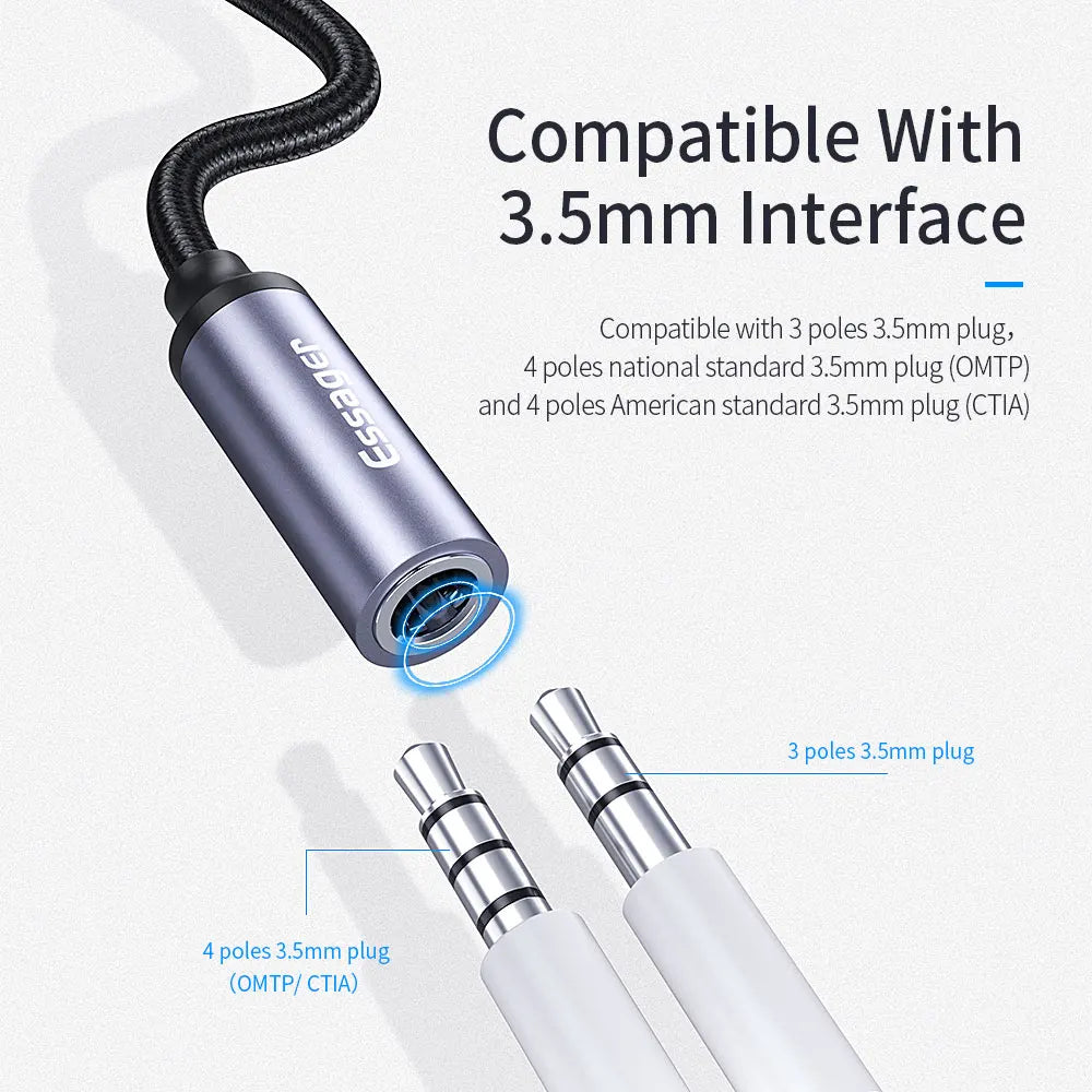 USB Type-C to 3.5mm Headphone Adapter for Xiaomi Samsung Huawei Aux Audio Conversion Cable
