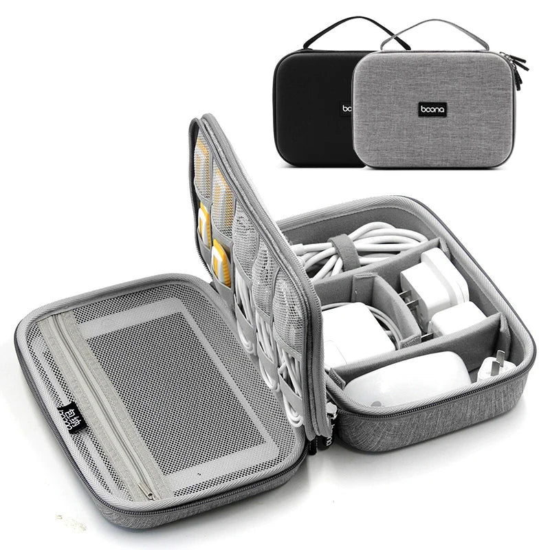 Double Layer Hard EVA Electronics Storage Case for Cables Chargers Earphones and Travel Accessories