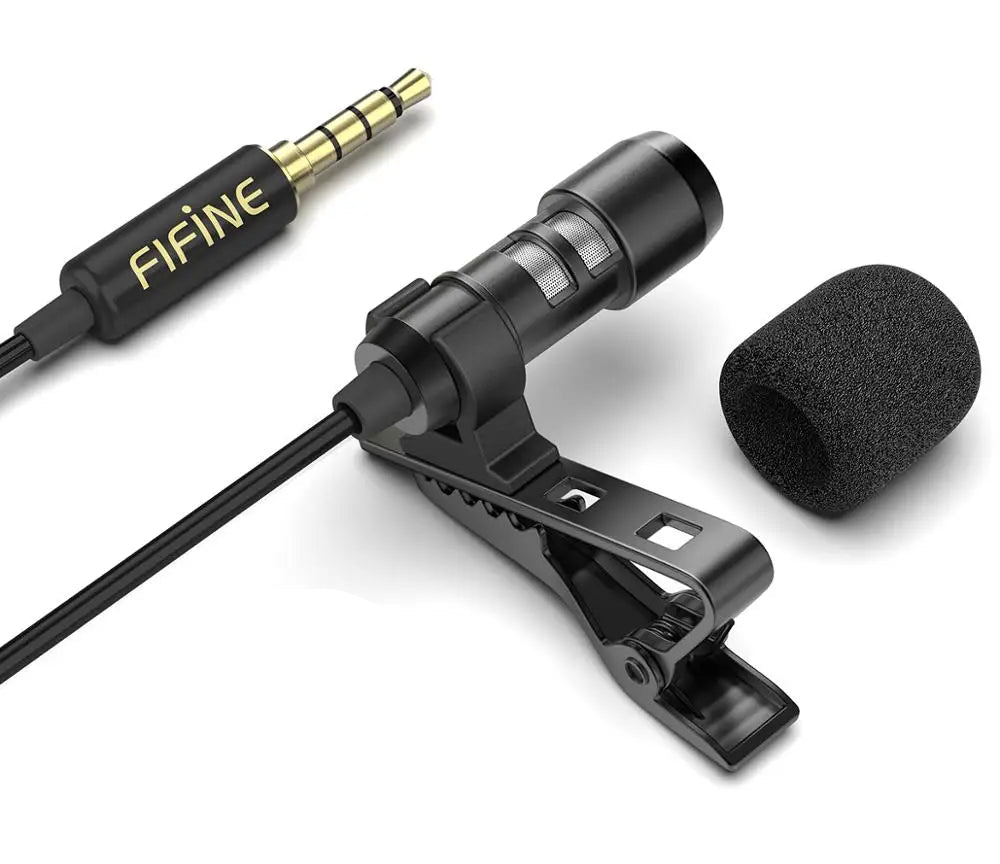 Wired Lavalier Lapel Microphone Kit for Phone DSLR Camera Podcast Interview Vlogging Recording