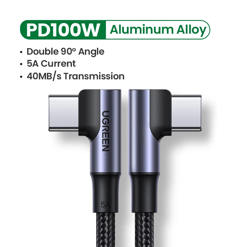 100W USB-C to USB-C Fast Charge Cable 5A for Latest Smartphones Laptops Quick Charge 4.0 Power