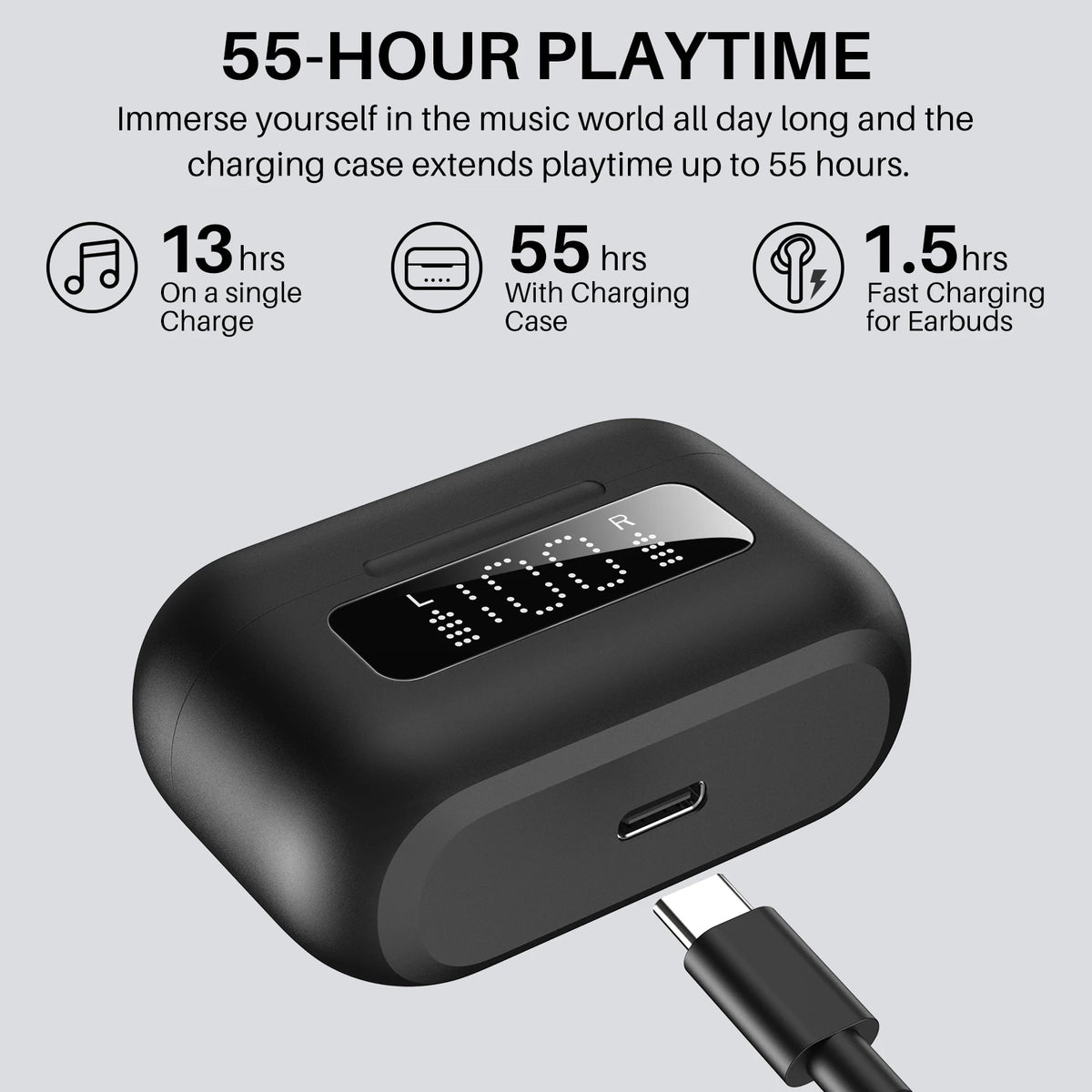 In Ear Wireless Bluetooth Earbuds with Active Noise Cancellation and Low Latency for Mobile Devices