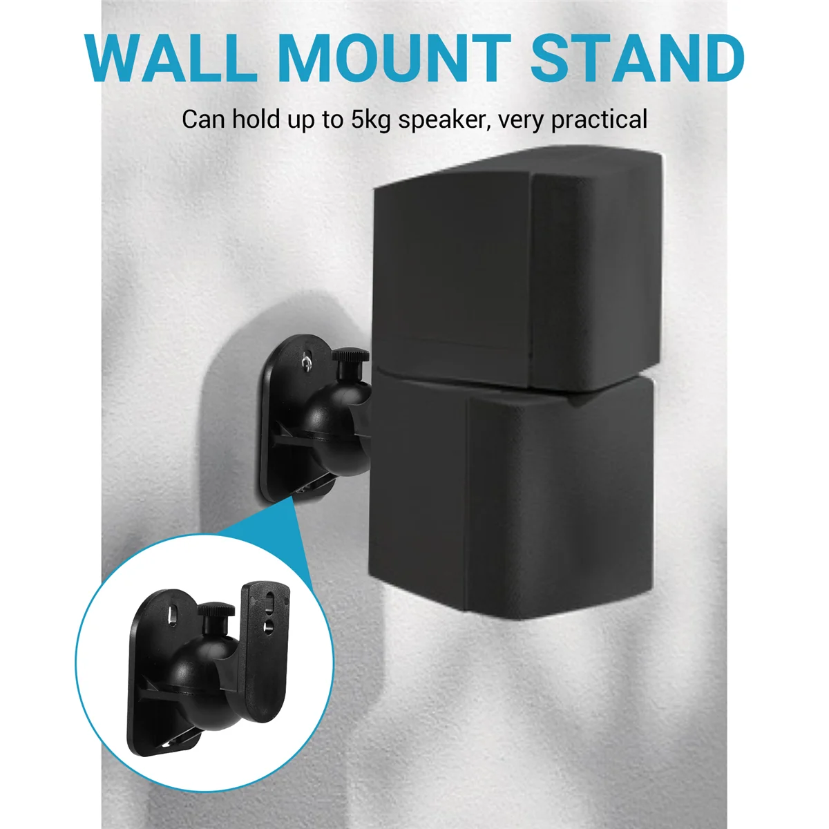 Universal Adjustable Speaker Wall Mount Brackets Set of 4 for Home Cinema or Satellite Speakers
