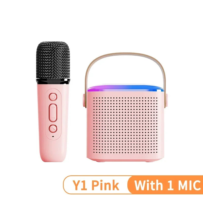 Wireless Portable Karaoke Speaker with RGB Lights and Dual Microphones for Home Parties