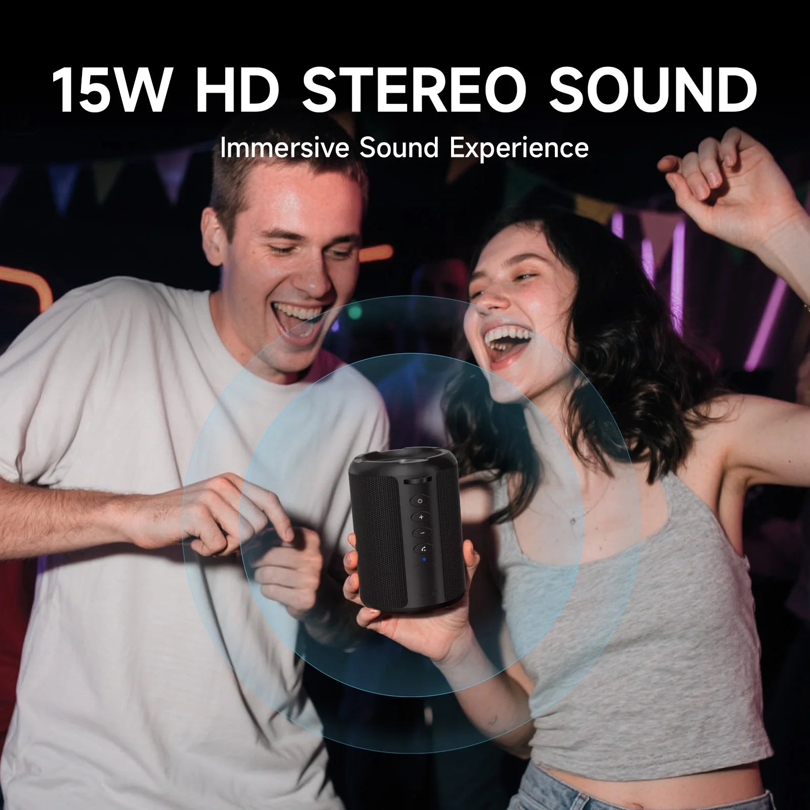 Portable Wireless Bluetooth Speaker with Deep Bass, IPX7 Waterproof Rating and RGB Lights