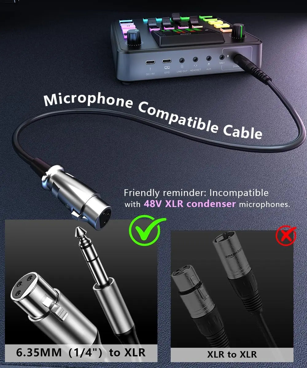 Professional Gaming Audio Mixer and Interface with Preamplifier and Bluetooth for Streaming