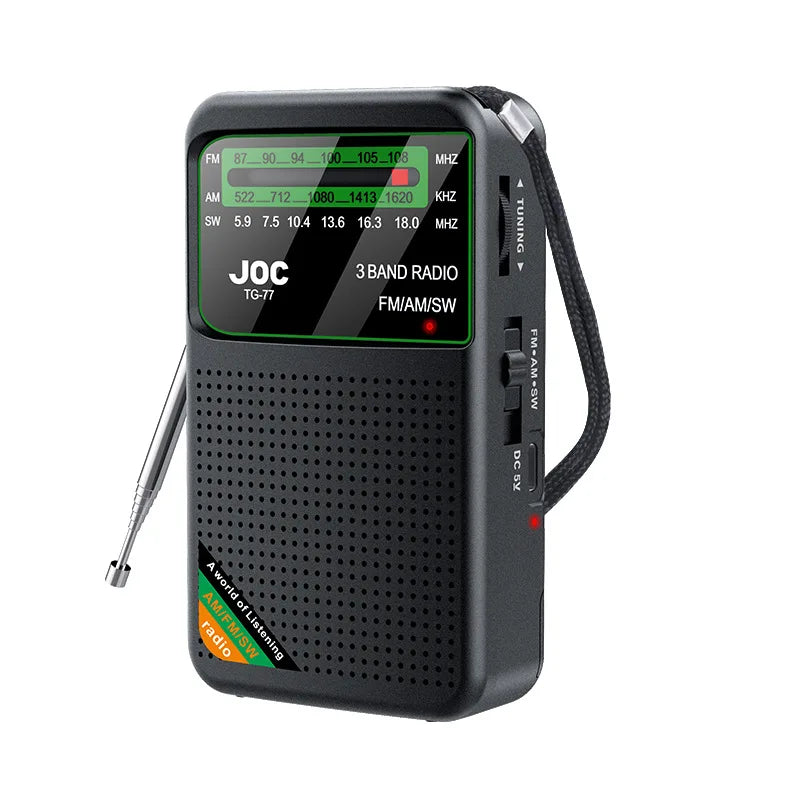 Portable Pocket Radio with FM AM SW Bands Rechargeable Battery and HD Display for Clear Reception