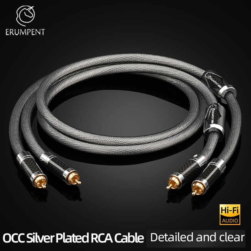 Premium Silver Plated RCA to RCA HiFi Audio Cable for Amplifiers DACs and Stereo Systems