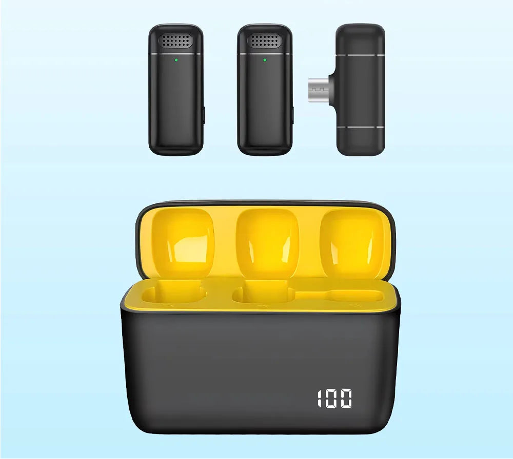 Wireless Lavalier Microphone with Charging Case for iPhone Android and Type C Devices