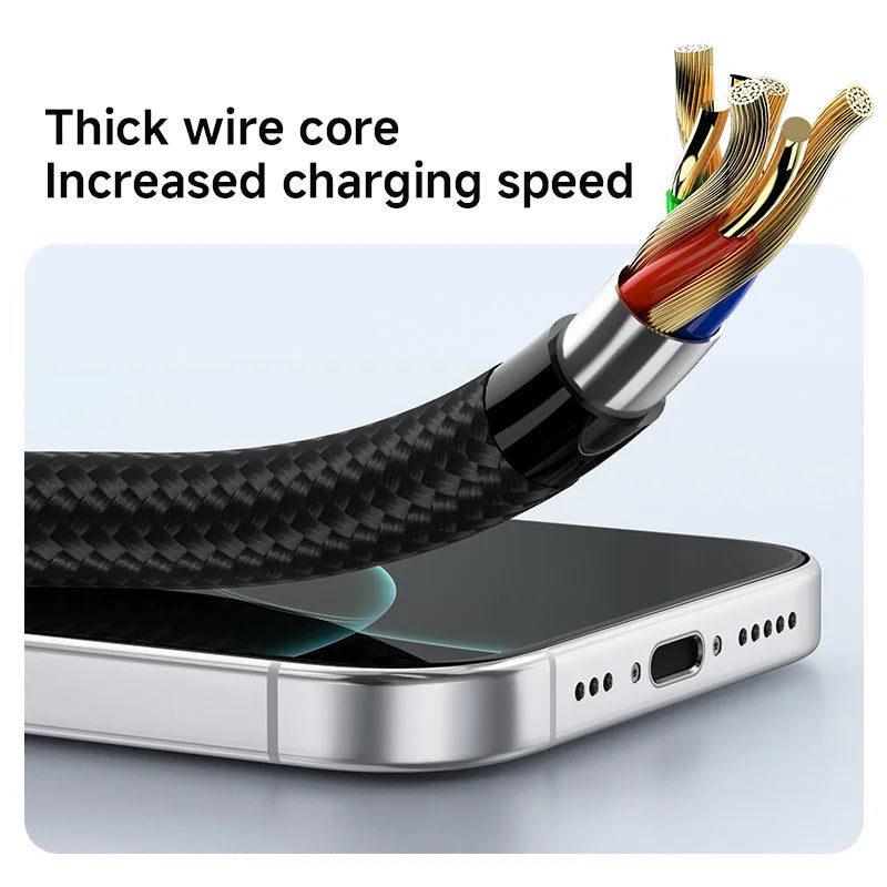Short USB Charging Cable 25cm 50cm 1m Fast Charge Nylon Data Cord Compatible with iPhone Devices