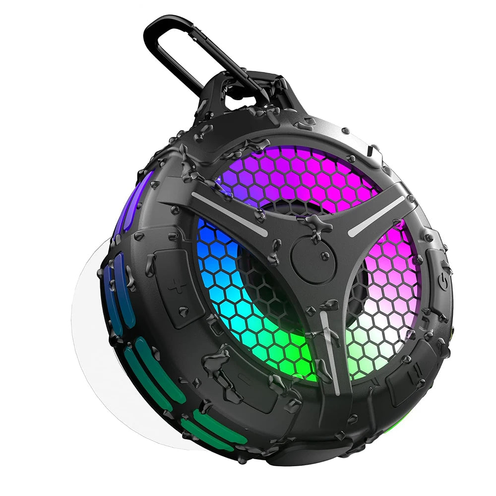Portable Bluetooth Shower Speaker with IPX7 Waterproof Design and LED Light Display