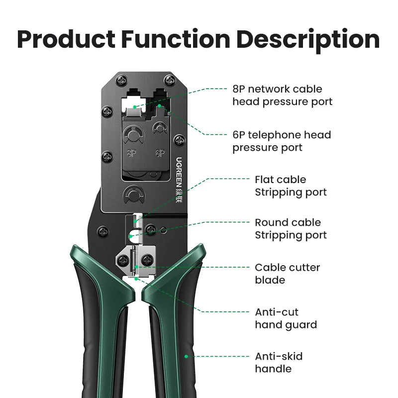 RJ45 Network Cable Crimping Tool for CAT6 CAT7 Ethernet LAN Cutting Stripping Crimper Pliers