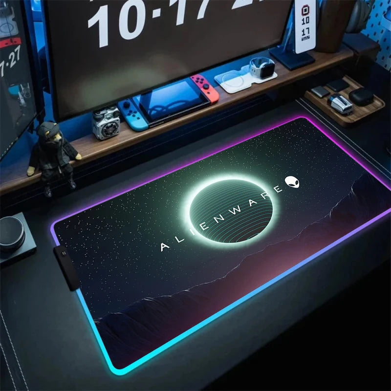 Large RGB LED Mouse Pad with Non-Slip Base, Waterproof Gaming Desk Mat for PC and Laptop Setup