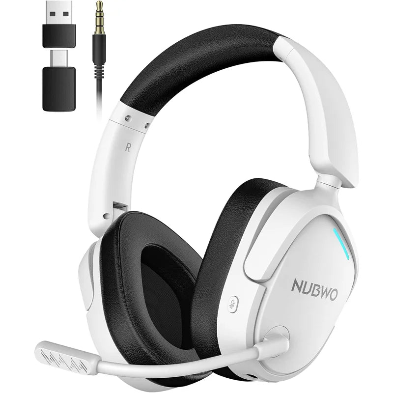 Wireless Gaming Headset with Dual 2.4G and Bluetooth Connection and Noise Cancelling Microphone