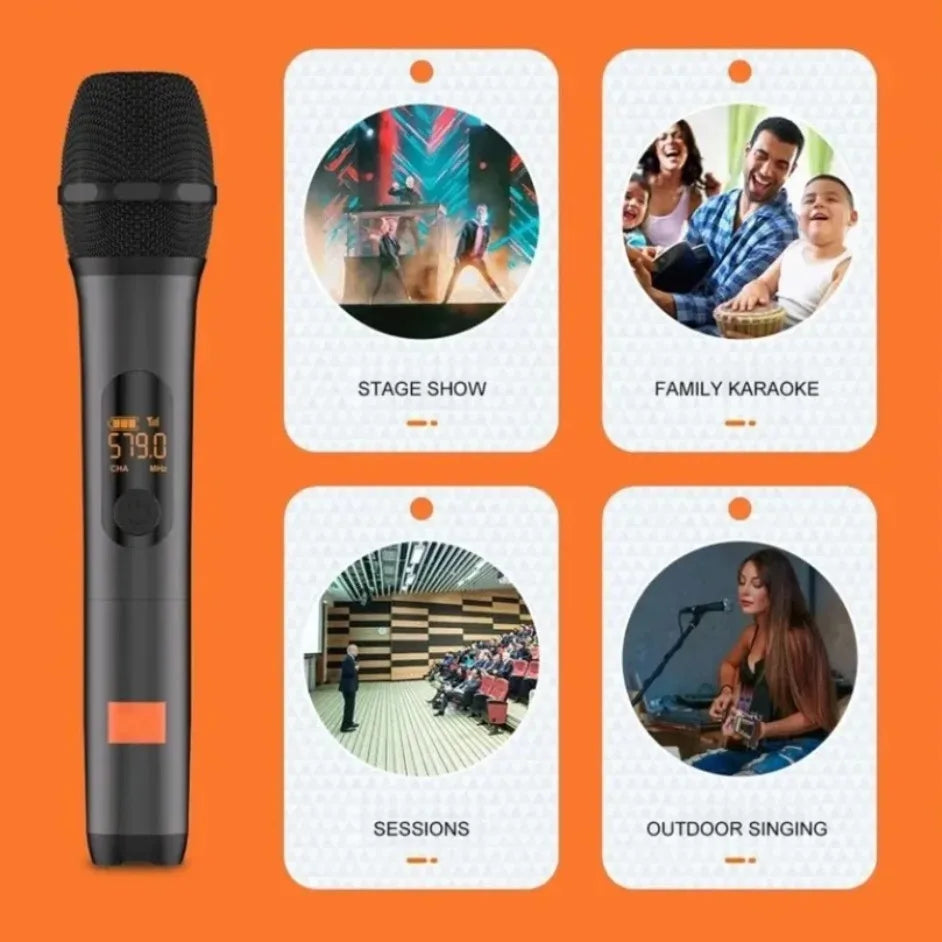 Dual Channel Wireless Portable Microphone System with Clear Voice UHF Connection
