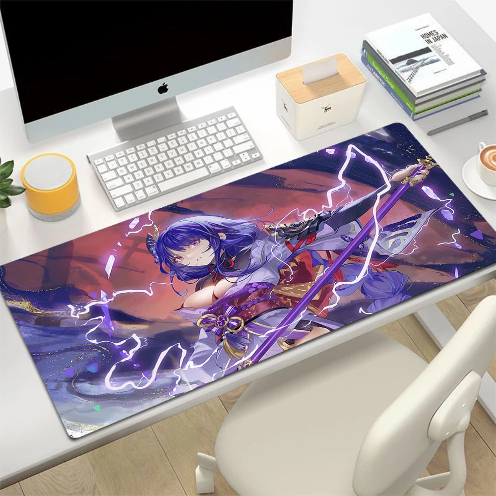 XL Anime Gaming Mouse Pad with Anti-slip Rubber Base, Stitched Edges, Custom Print Options